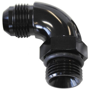 90° ORB to Male AN Full Flow Adapter -3 ORB to -3AN 
With Jam Nut