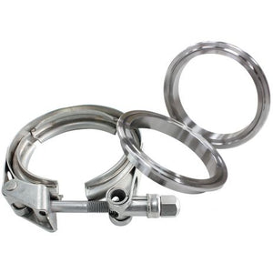4-1/2" (88.9mm) V-Band Clamp Kit with Aluminium Weld Flanges 
Kit Includes 2 x Aluminium Weld Rings and 1 x Stainless Steel Clamp