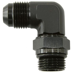 90° Male Flare to O-Ring (ORB) Swivel Adapter -16AN to -16AN
 Black Finish